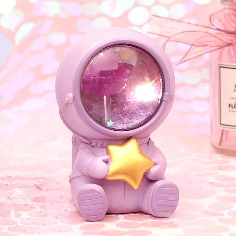 Pink astronaut Hinnixy креативный астронавт Ночной светильник, собака, кошка, медведь, украшения, люминария, животное, настольная лампа, теплый белый полимерный декор, ремесло, светильник ing - Испускаемый цвет: Pink astronaut