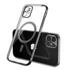 Прозрачный силиконовый Магнитный чехол для IPhone 13, 12, 11 Pro Max, 11Pro, 12 Mini, 13Pro, беспроводное зарядное устройство, магнитный гальванический чехол