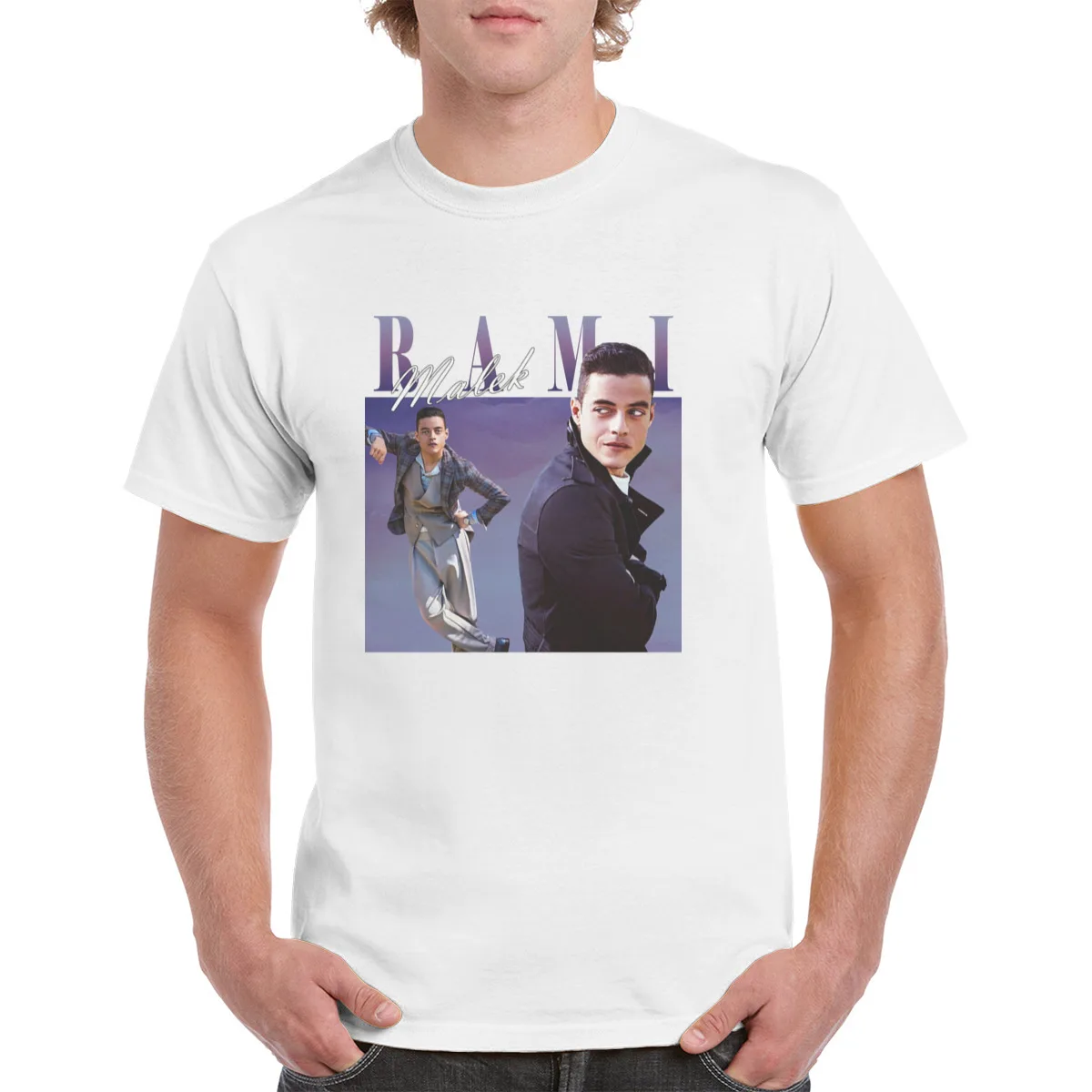 

100% Cotton Funny Rami Malek Tops t shirt Unisex 90'S Retro Rami Said Malek Graphics T-Shirt Female/Man