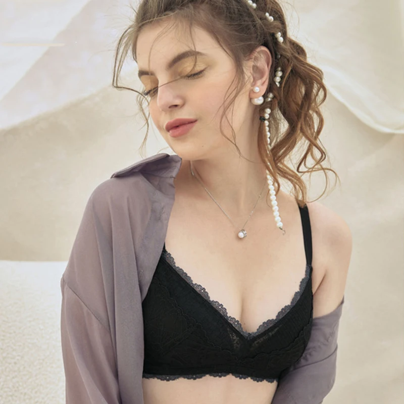 

Summer thin lady lace underwear gathering show small bra new lady bra