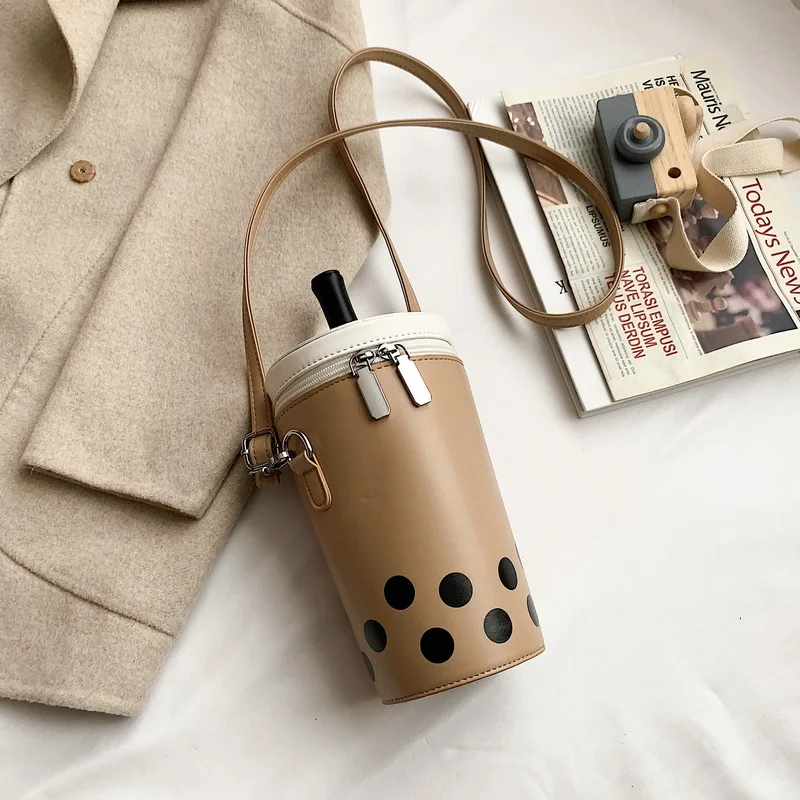 

New Cartoon Cute Women Bag Creative Personality Funny Bottle Shoulder Bag Fashion Wild Chain Bag Soft Novelty PU Female Bag