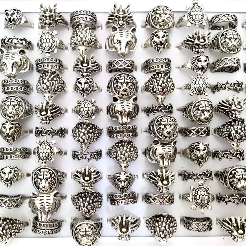 Большое количество 50 шт./лот смешанное мужское кольцо в стиле панк с изображением