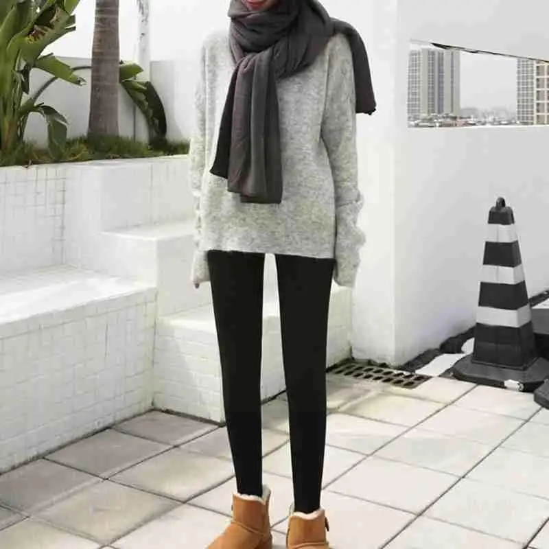 Fashion Fleece Leggings Elastic Thermo Leggings Woman Fleece Winter Skinny Warm High Keep Cold-resistant Leggings Trousers