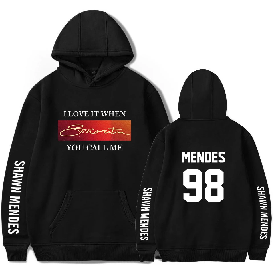 

2019 New Shawn Mendes Sweatshirt Men/Women Fashion Hip Hop Hoodie Hit Single Senorita Fans Favorite Black Hoodies Clothes