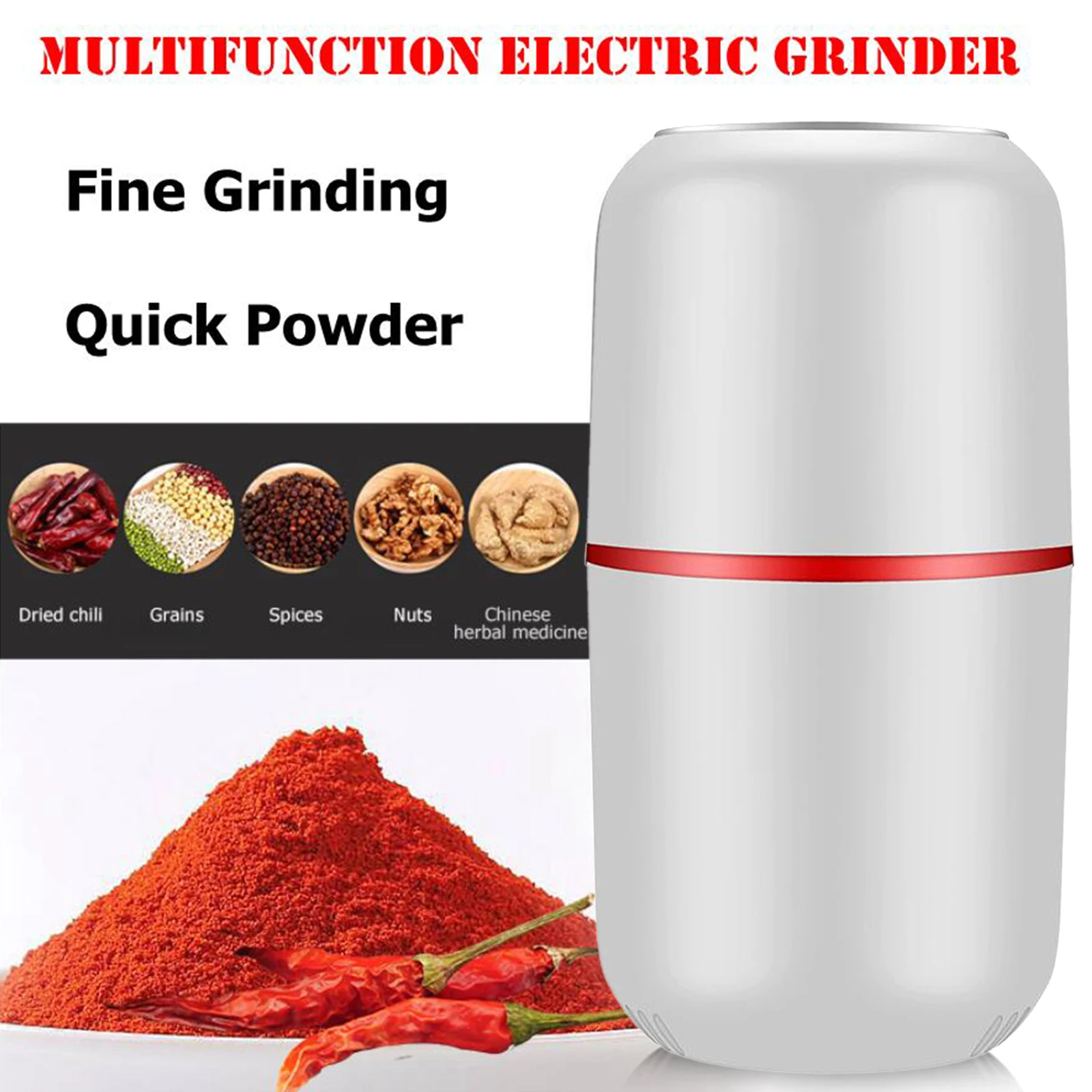 

220V Electric Coffee Grinder Spice Nut Herb Crusher Mill Bean Blender White