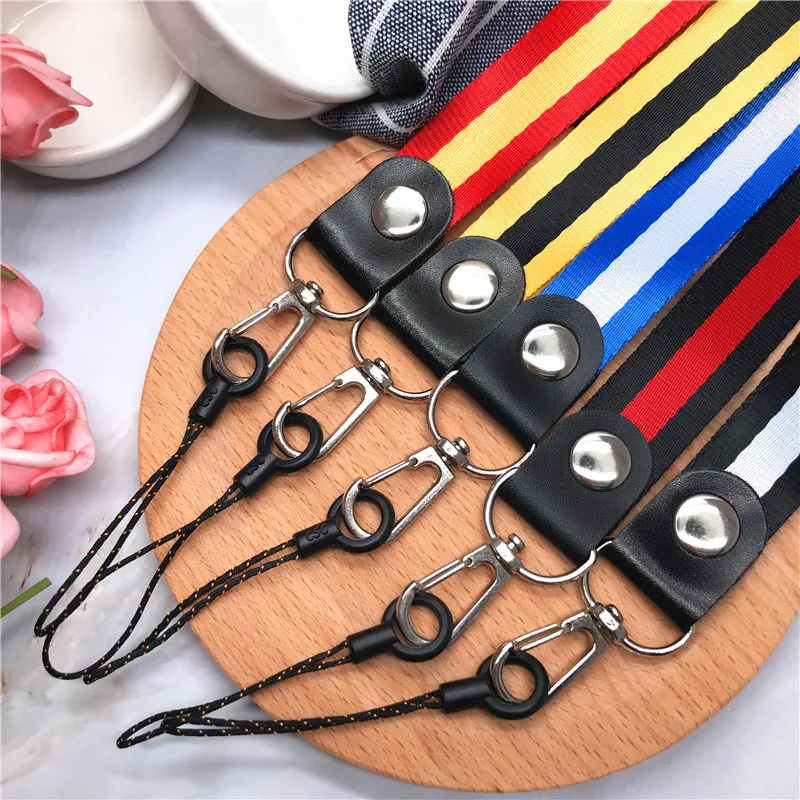 Простой Модный ремешок на запястье цветные полоски расширенный для ключей