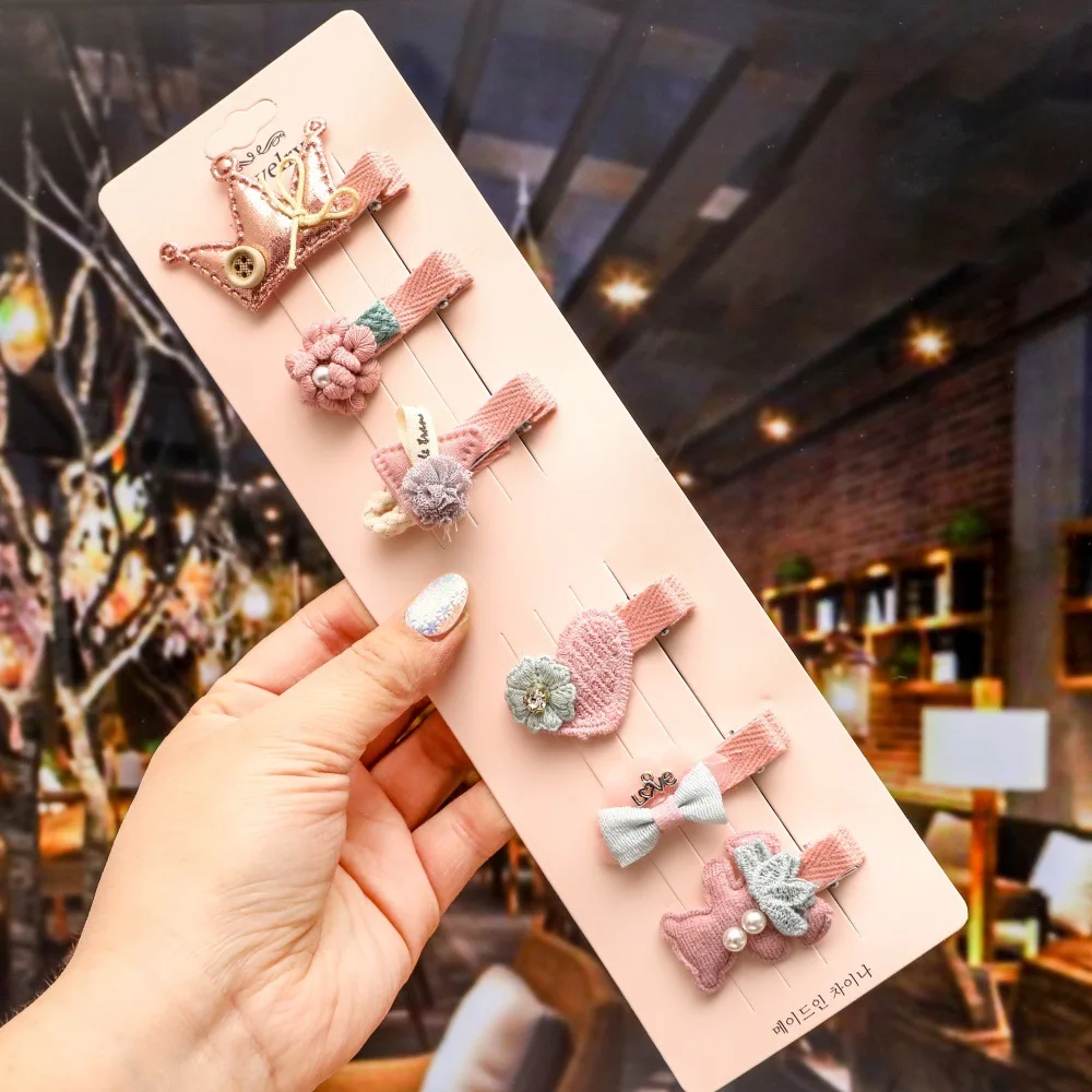 

New 6pcs/lot Children Kids Hair Accessories Lovely Crown Star hair clip Cute Flower hair clips for Kids girls Barrettes Hairpins