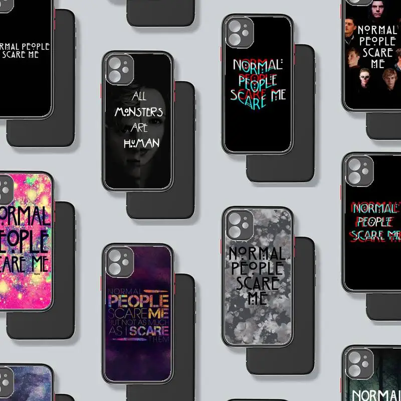 

Normal People Scare Me Phone Case Matte Transparent for iPhone 7 8 11 12 s mini pro X XS XR MAX Plus coque