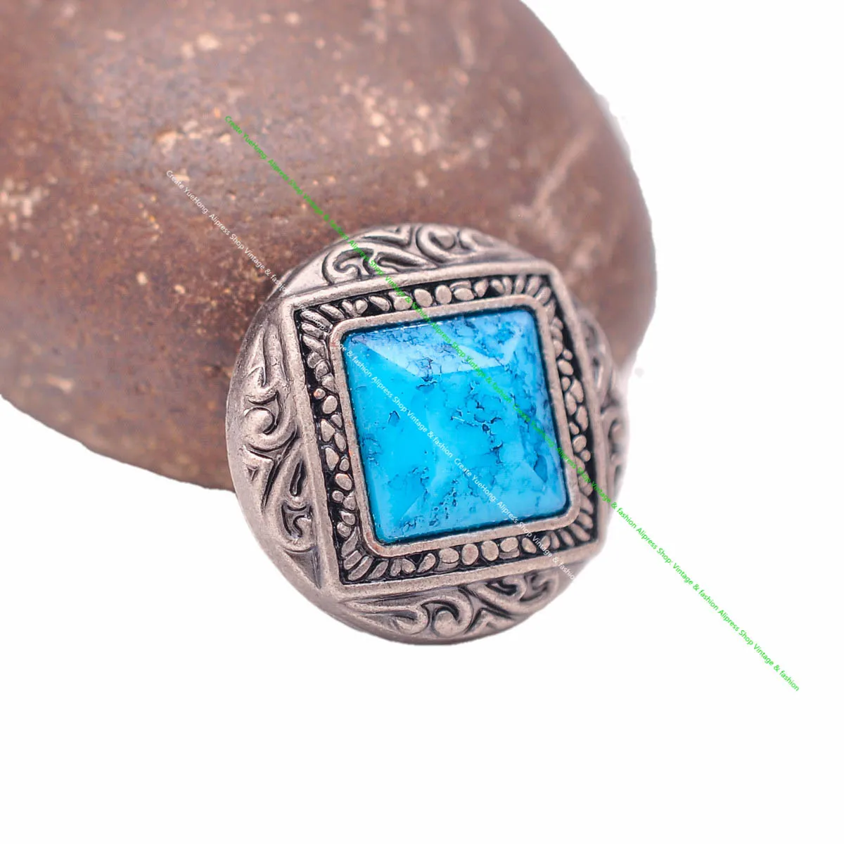 10 шт. 1 дюйм. квадратные Серебристые индийские Цветочные художественные синие