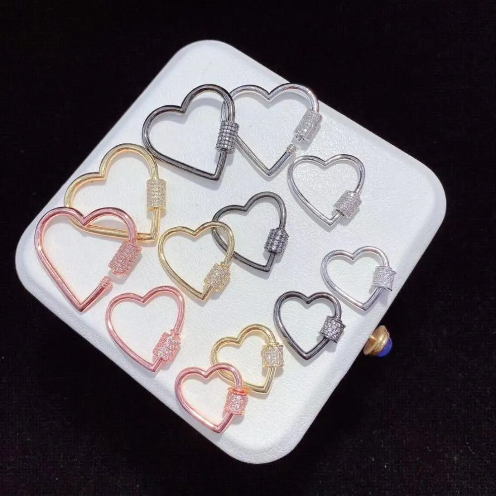 ST025 Высокое качество кубический цирконий проложить с застежкой в форме сердца