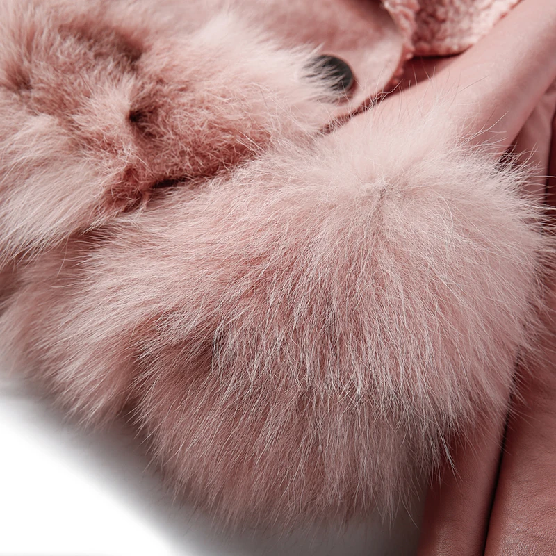 Женская кожаная куртка из искусственной кожи с воротником лисьего меха на весну