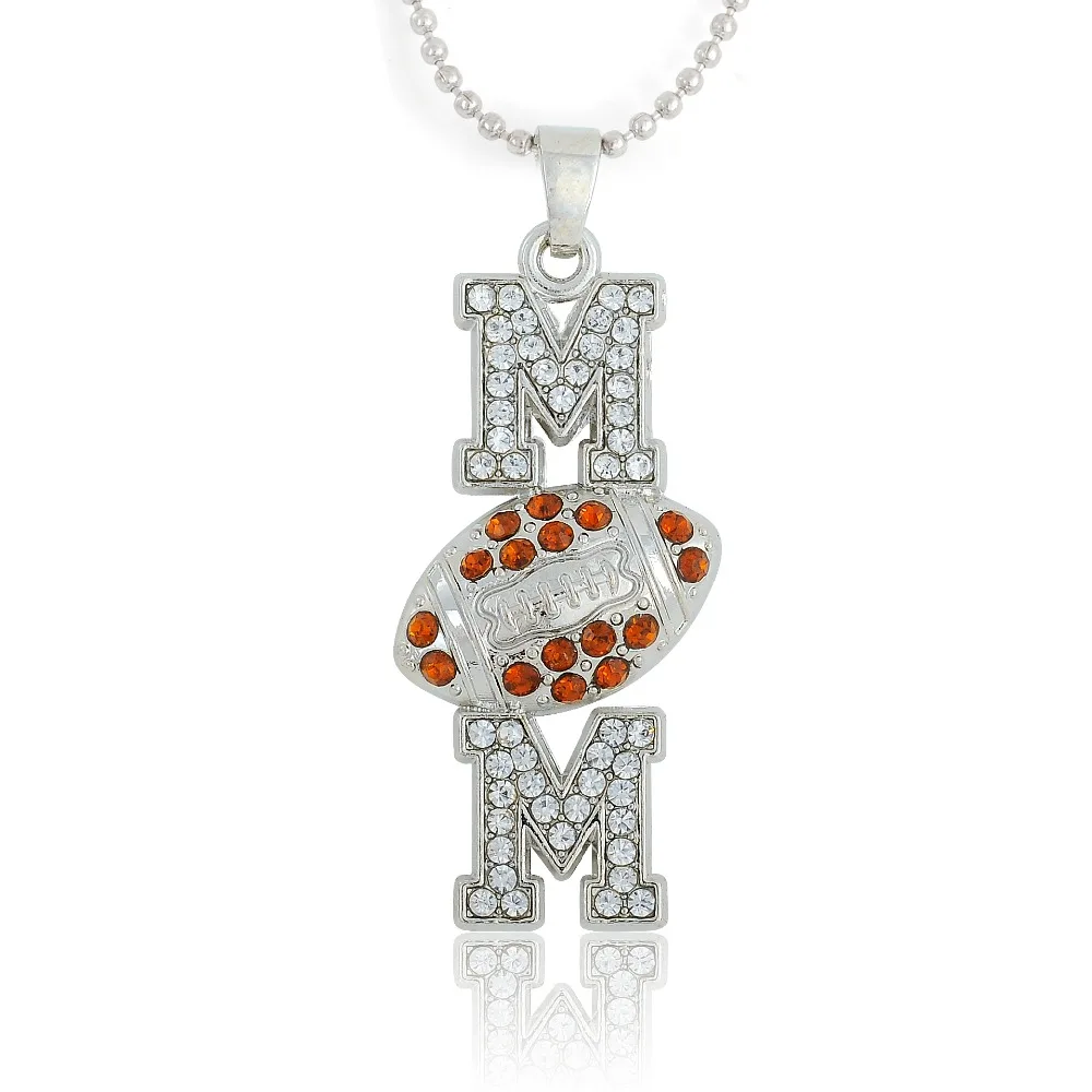 Fishhook Hyperbole Стразы Американский футбол ожерелье с подвеской мама для женщин и