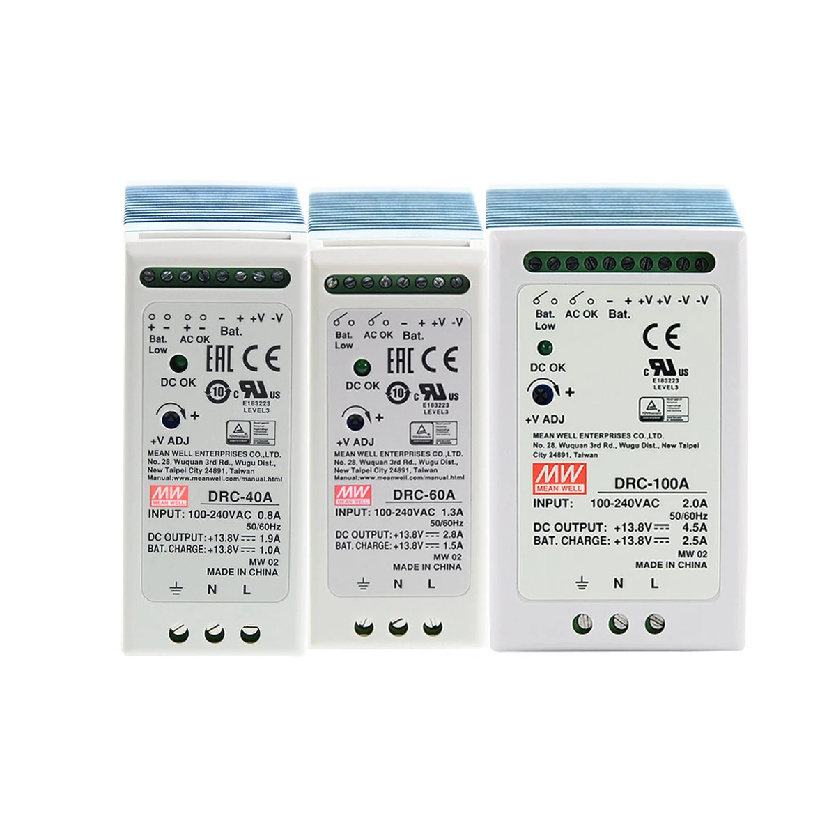 DRC-40A/60A/100A/40B/60B/100B Meanwell Power supply acdc 13.8/27.6V with Battery Charger UPS for security alarm system din rail