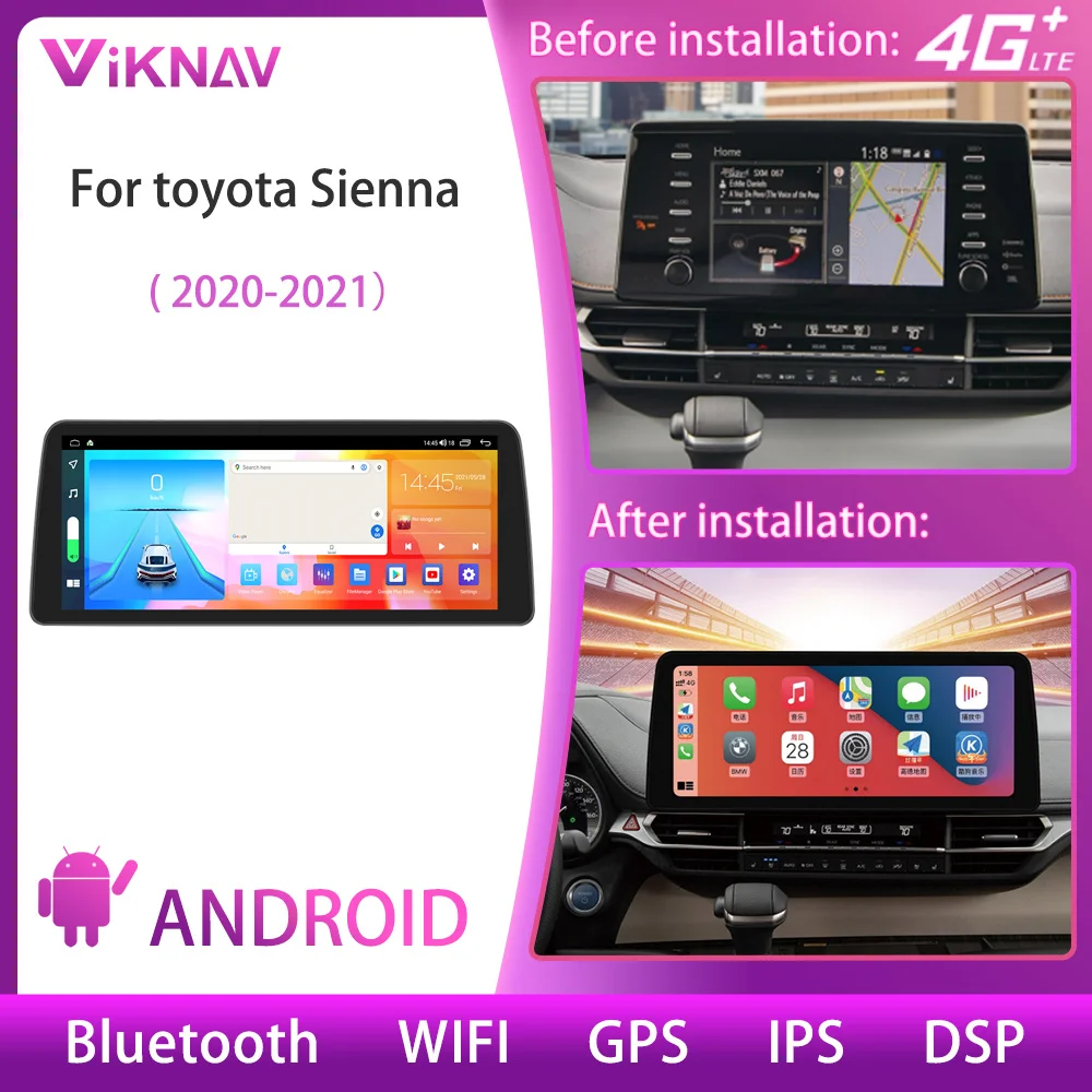 

Автомагнитола 2 Din, 12,3 дюйма, Android, для toyota Sienna 2020, 2021, мультимедийный видеоплеер, навигация, GPS, DVD-плеер, головное устройство