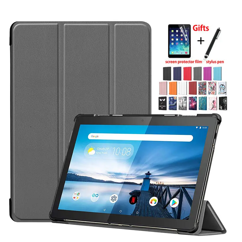 

Case For Lenovo Tab M10 10.1 TB-X605L TB-X605F Cover Funda Tablet Slim Protective Stand Skin Shell +Stylus+film