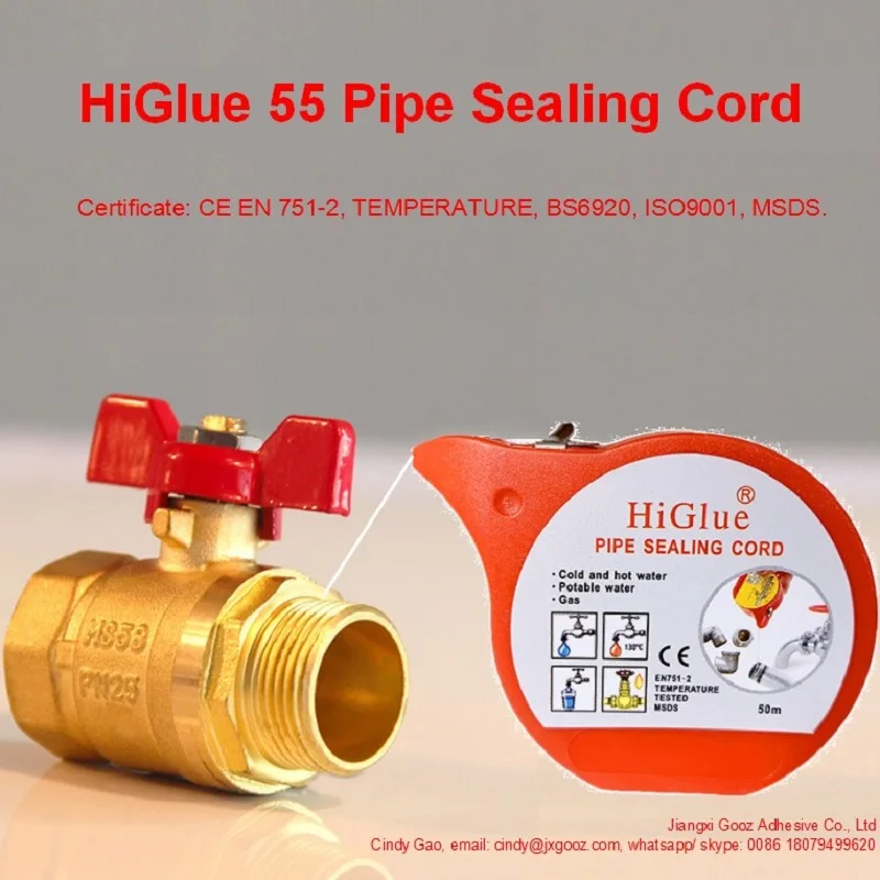 

HiGlue 55 PTFE Pipe Sealing Tape Cord For Gas Cold Hot Water Plumbing* 1pcs