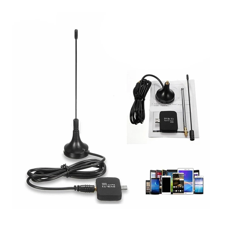 DVB T2 T мобильный ТВ тюнер приемник Цифровой Стик Micro USB антенна комплект для