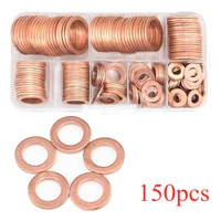 150pcs copper washer oil seal gasket flat ring seal assortment kit with box m6m8m10m12m14m16m18m20 for sump plugs