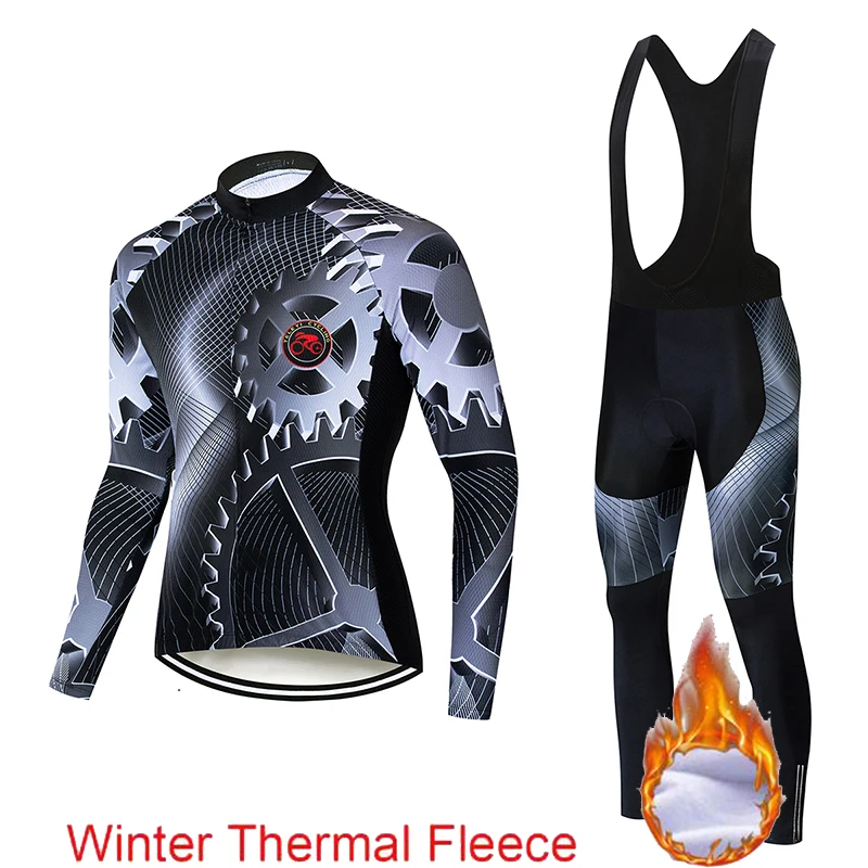 Ropa ciclismo теплая Зимняя Теплая Флисовая велосипедная одежда, мужская Трикотажная одежда, костюм для езды на велосипеде, MTB Одежда, комбинезон, комплект - Цвет: cycling set 13