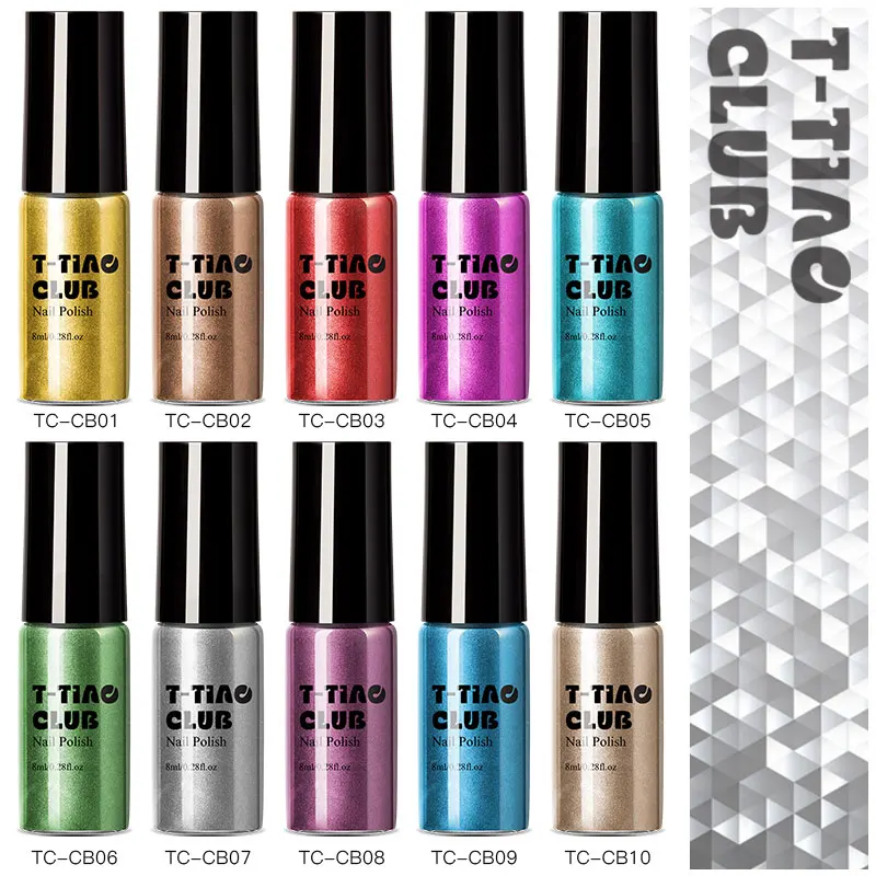 

T-TIAO CLUB 8ml Metallic Nail Polish Mirror Effect Polish Red Gold Silver Shiny Metal Nail Varnish Manicure Nail Art Polish DIY