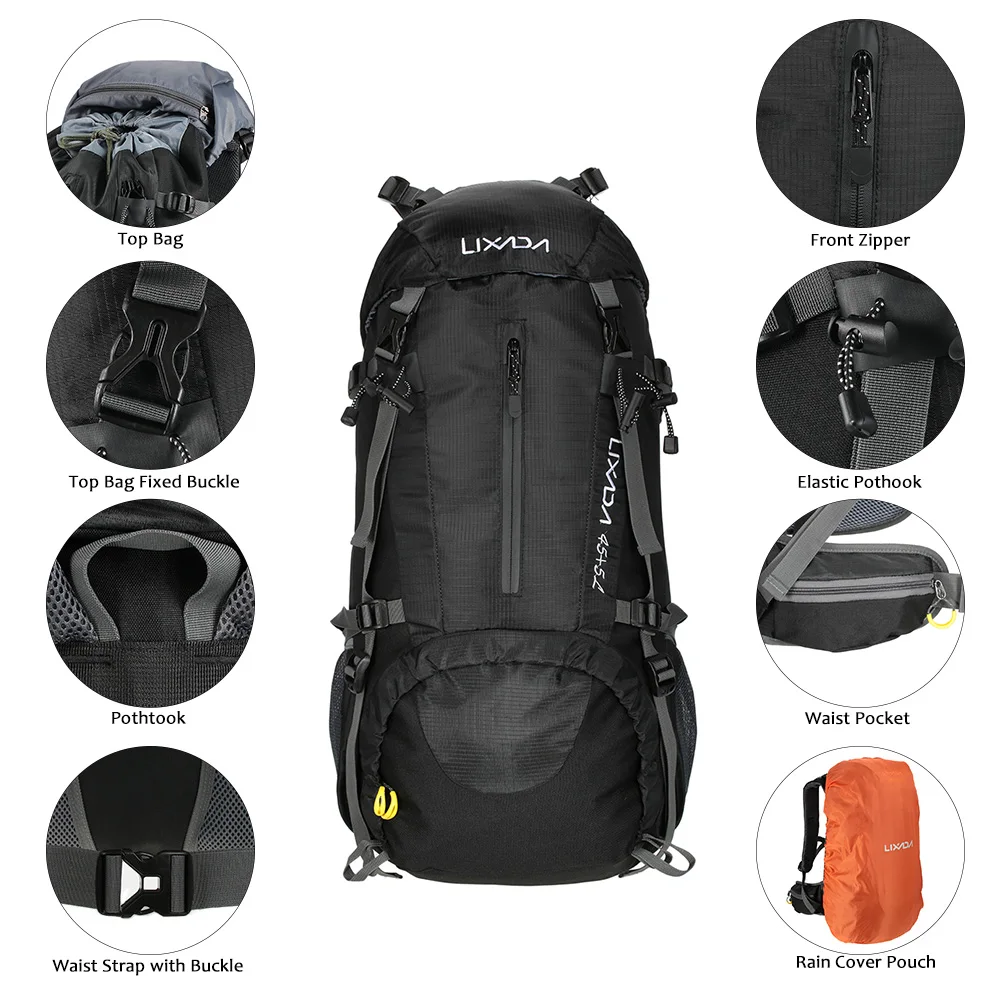 Lixada 50L открытый спортивный рюкзак Водонепроницаемый походный дорожный рюкзак для альпинизма походный рюкзак с дождевиком