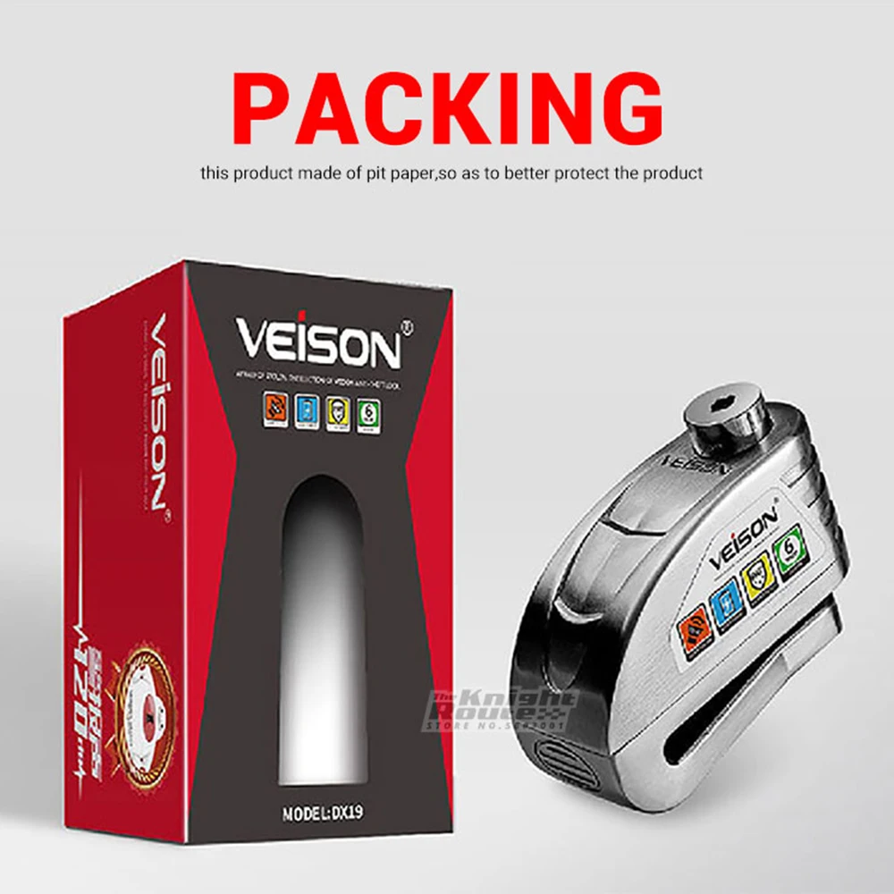 

VEISON Motorcycle Alarm 130dB Motorcycle Lock Bicycle Alarm Waterproof Padlock Accessories Disc Quad Lock Anti-theft Bike Lock