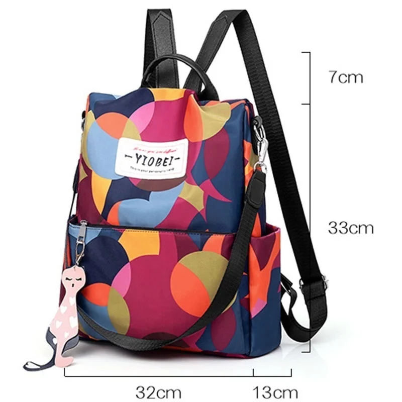 Girls schoolbag waterproof breathable backpack anti-theft middle school student backpack casual printing Oxford cloth schoolbags