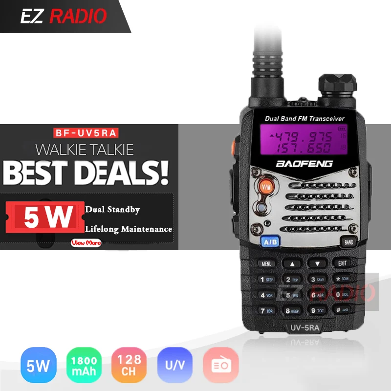 Black Color Портативная рация Baofeng UV-5RA портативная CB радио UV5RA 136-174 МГц и 400-520 МГц baofeng UV-5R обновление UV 5RA радиостанции UV5R - Цвет: Black Color
