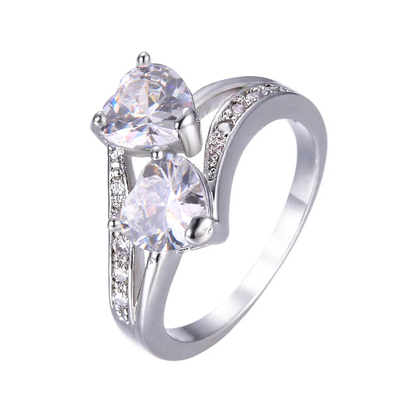 Bague Ringen, Новое поступление, серебро 925, ювелирное изделие, кольца для женщин, популярные, кристалл, циркон, Двойное сердце, кольцо для свадьбы, корейский стиль