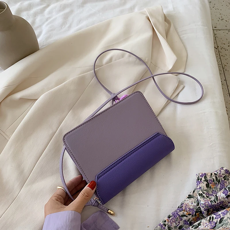 

Contrast color female bag 2021 new messenger bag ladies shoulder bag luxury designer messenger bag fashion small square bag