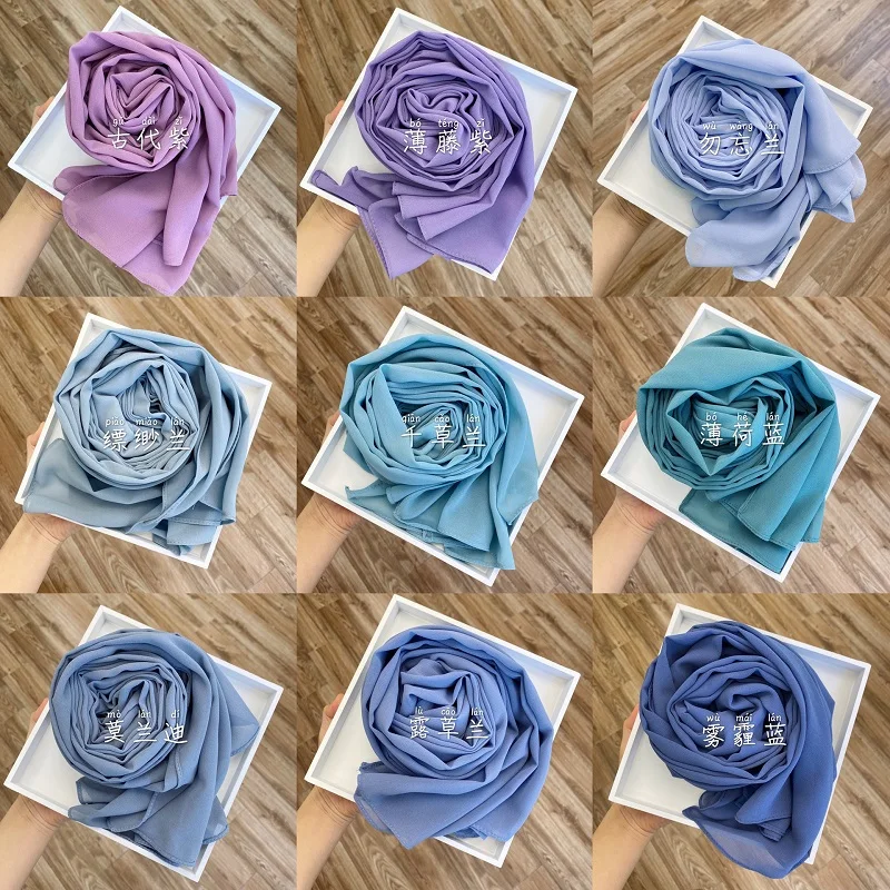 

Premium Chiffon Hijab Indonesia Scarf Headscarf Wrap Solid Color Long Shawls Headband Islamic Underscarf