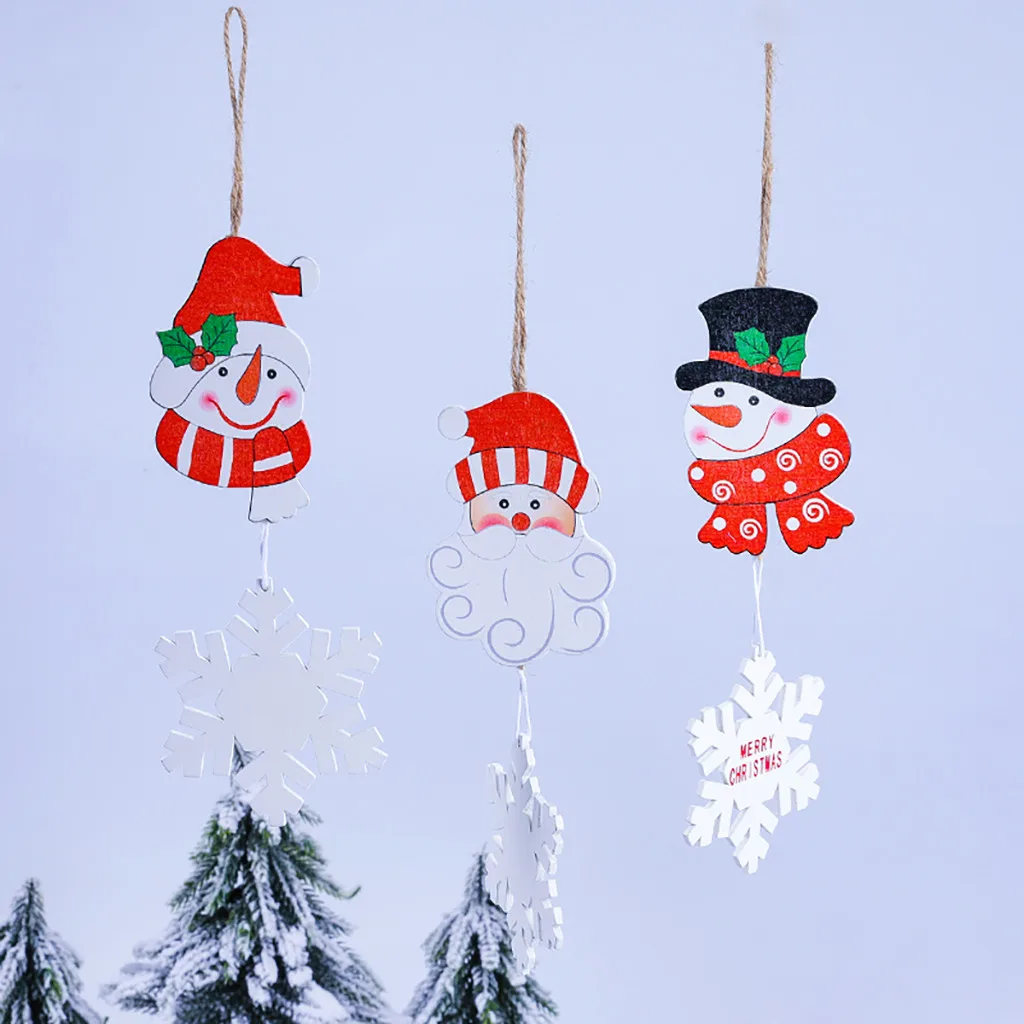 3 шт. рождественские украшения деревянные для рождественской елки подвесные