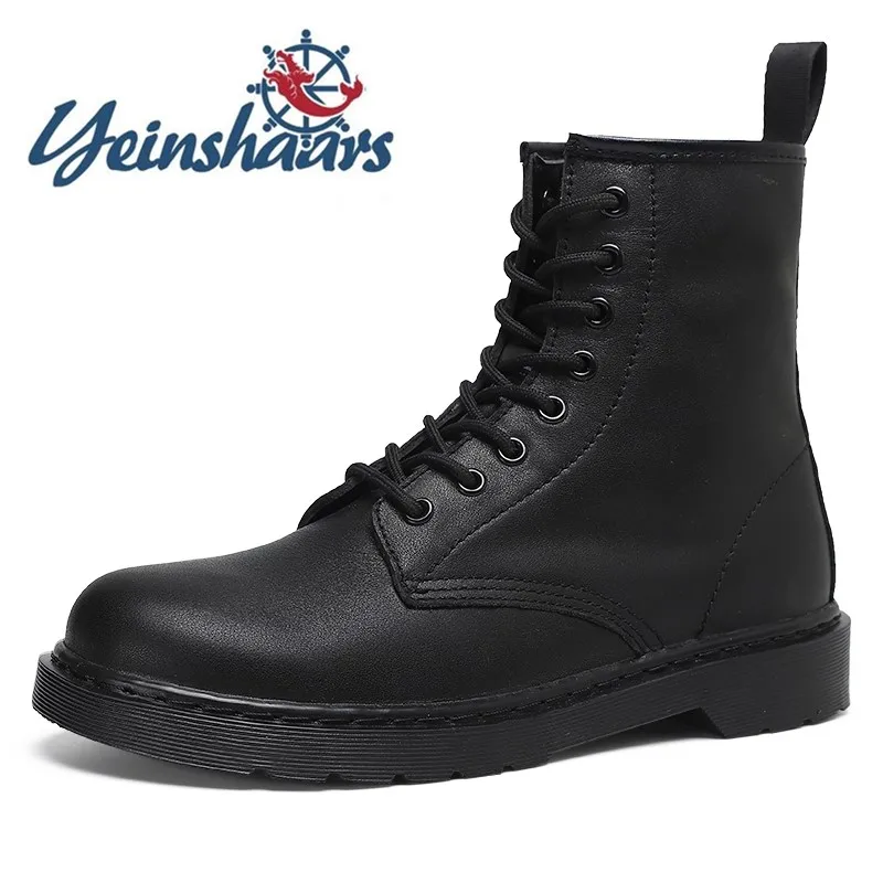 Ботинки мужские короткие из натуральной кожи на шнуровке удобная Уличная обувь