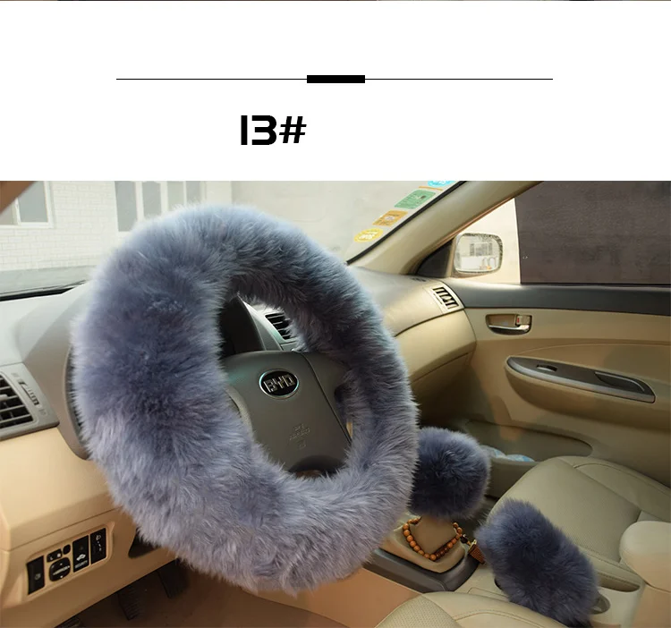 

1 Set 3 Pcs Car Steering Wheel Cover & Handbrake Cover & Gear Shift Cover Set Wool Warm Winter