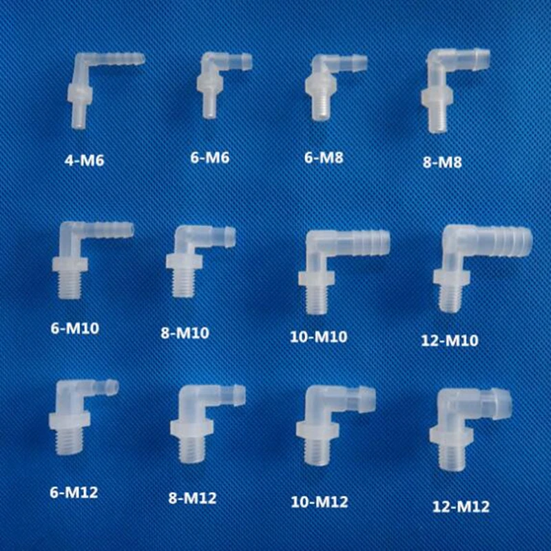 

10pcs M6-M12 Male Thread Elbow Connectors 90 Degree Elbow Adapters for Aquarium Fish Tank Air Pump Pipe Fittings