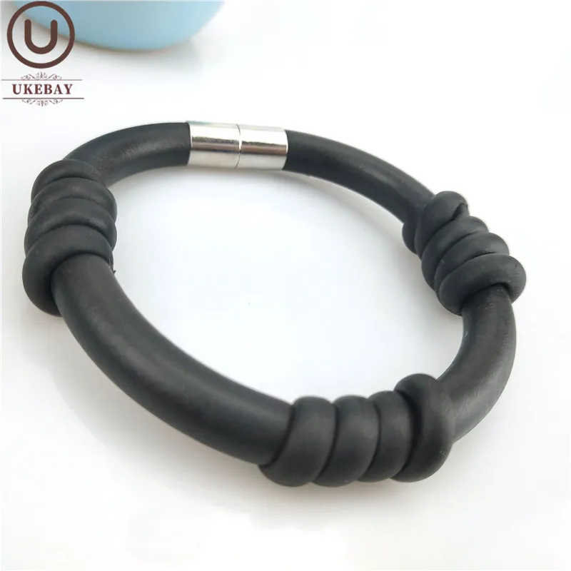 

UKEBAY New Simple Statement Bracelets Women Handmade Rubber Bangles Leather Jewelry Fashion Accessories Gothic Charm Bracelet