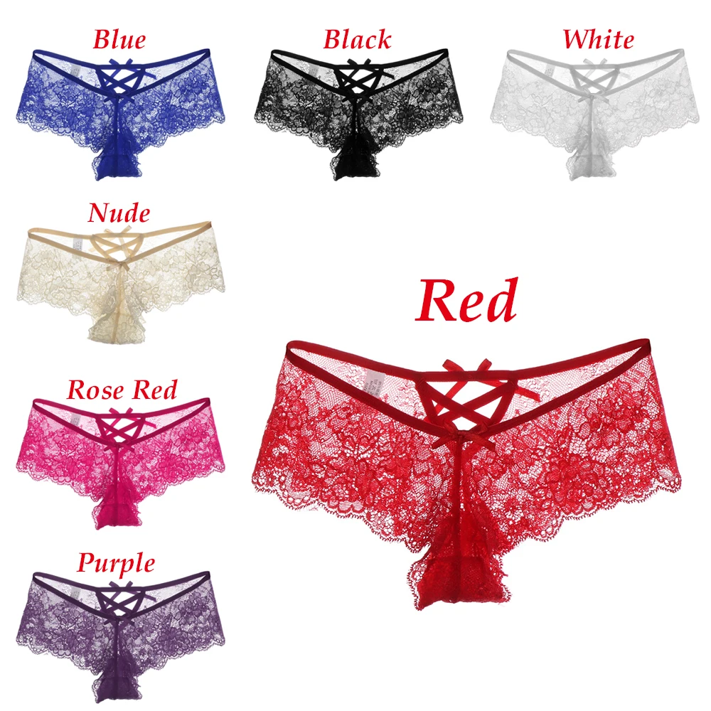 

1PC Sexy Erotic Lingerie Ladies Elastic Bandage Lace Flowers Panties T-back Briefs G-String Thongs Women's Charming Underwear