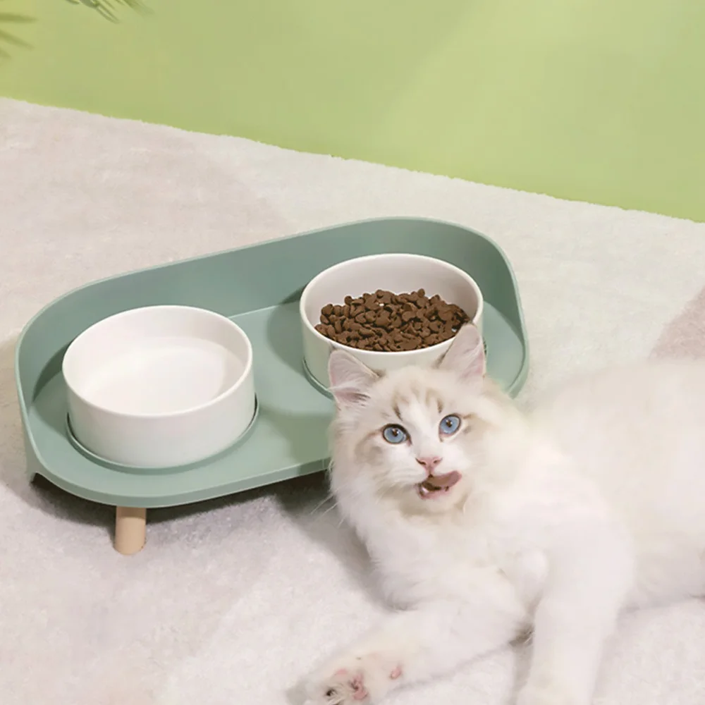 

1PC Cervical Spine Protective Cat Bowl High Feet Pet Ceramic Bowl (Mint Green)
