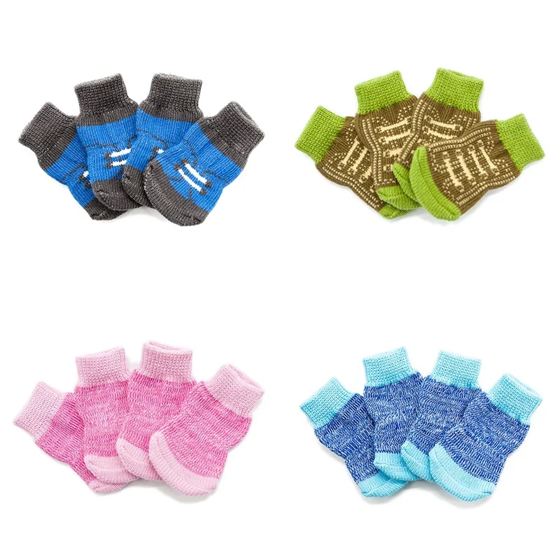 

Dog Socks Non-skid Knitted Cotton For Small Medium Dogs French Bulldog Puppy Warm Walk Socks Cute Clothing Accessories