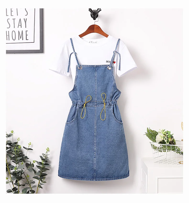 

Loose Denim Suspender Dress Western Style Youthful-Looking 2021 Summer New Large Size Women's Clothing Student Casual Dress