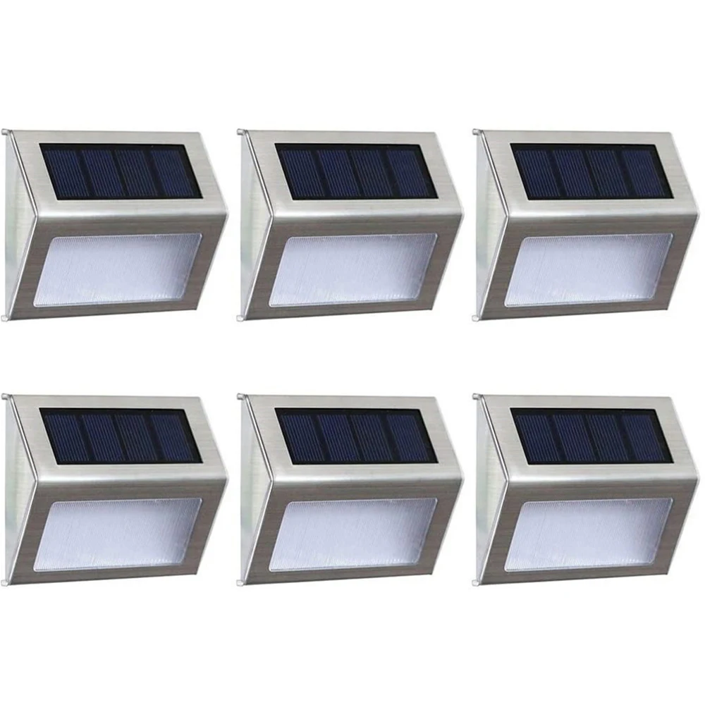Stainless Steel Solar Deck Lights 3 LED Solar Path Stair Lights Outdoor Waterproof LED Step Lights for Walkway Stairs Wall Light
