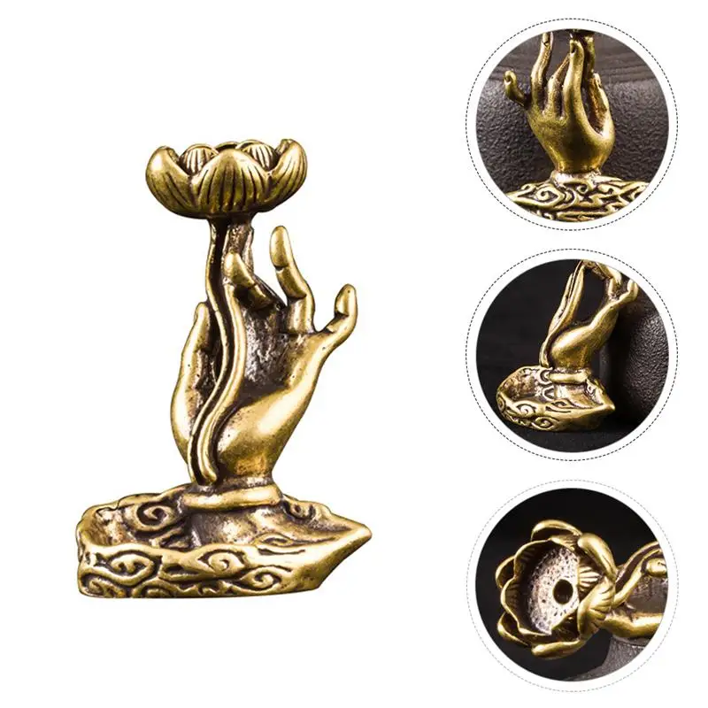 

1pc Buddha Lotus Delicate Copper Backflow Burner Holder Censer Smoke Burner Aroma Incense Incense Cone