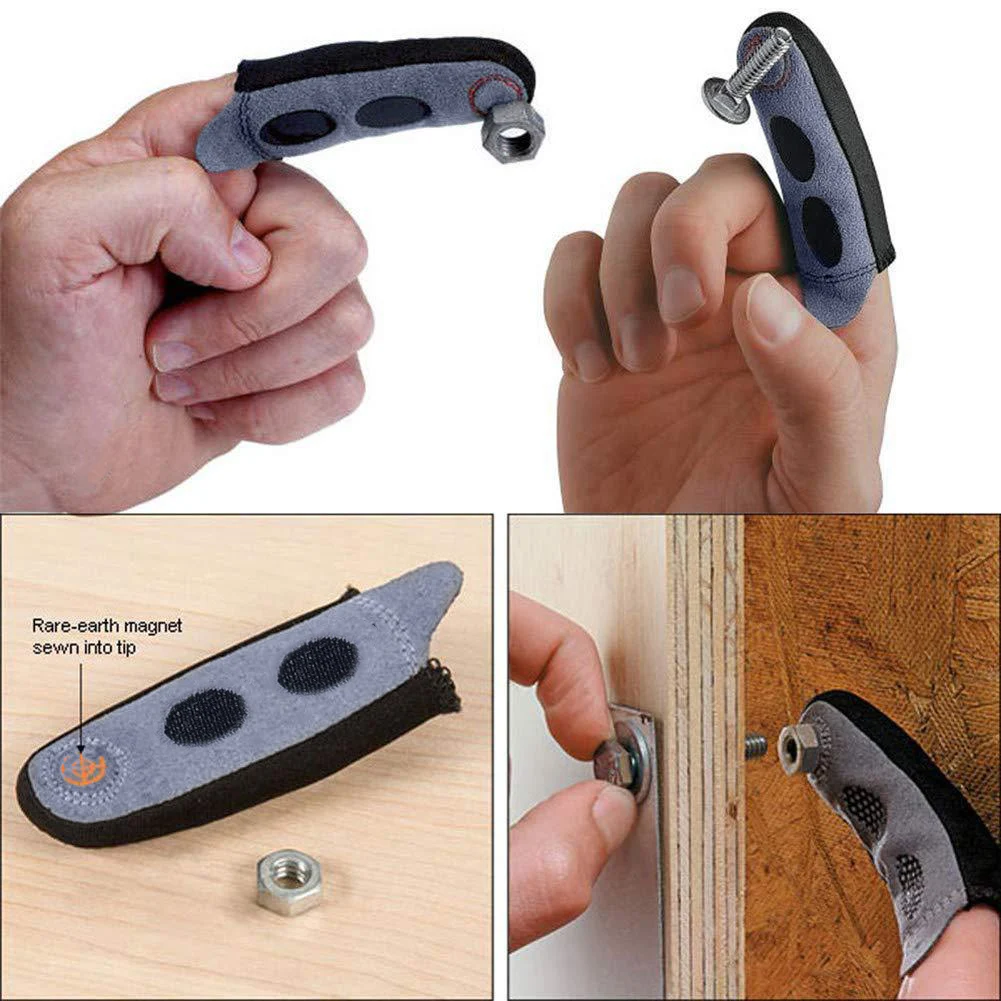 

New Strong Magnetic Finger Glove Tool Fingertip Magnet Sleeve Pickup Hold Any Metal Mini Finger Glove NE