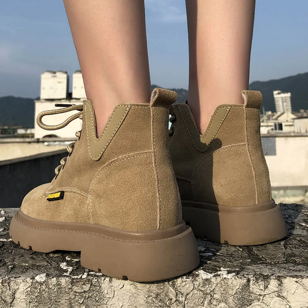 Популярные Новые осенне зимние ботинки женские на плоской подошве модные теплые