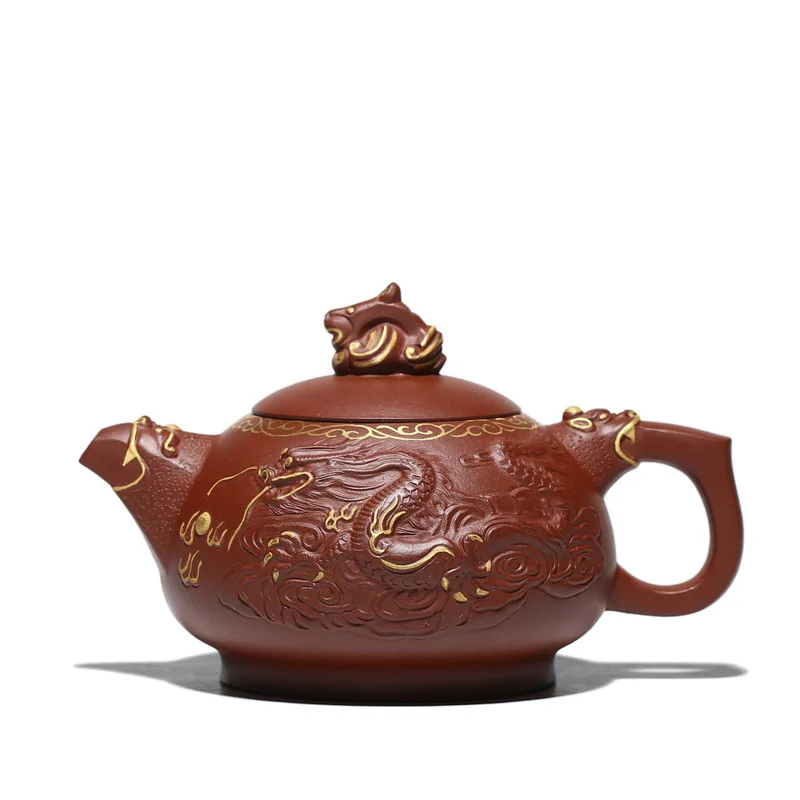 

Chinese Yixing High-end Tea Pot Handmade Dragon Pattern Purple Clay Teapot Raw Ore Kettle Home Tea Ceremony Gifts 320ml