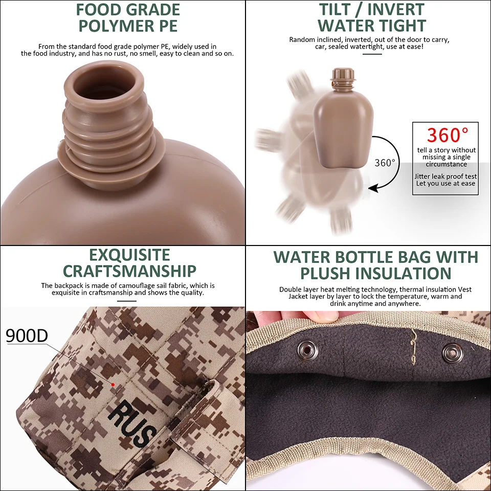 1.1L Travle Camp Cooking Supplies Sports Bottles Outdoor Tableware Bottle Plus Velvet Insulation | Спорт и развлечения