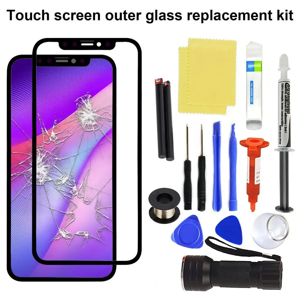 Комплект для ремонта внешнего переднего стекла для iPhone X, XR, XS, 11, 12  Pro Max, сенсорный экран, аксессуары для телефона мобильный телефон |  AliExpress