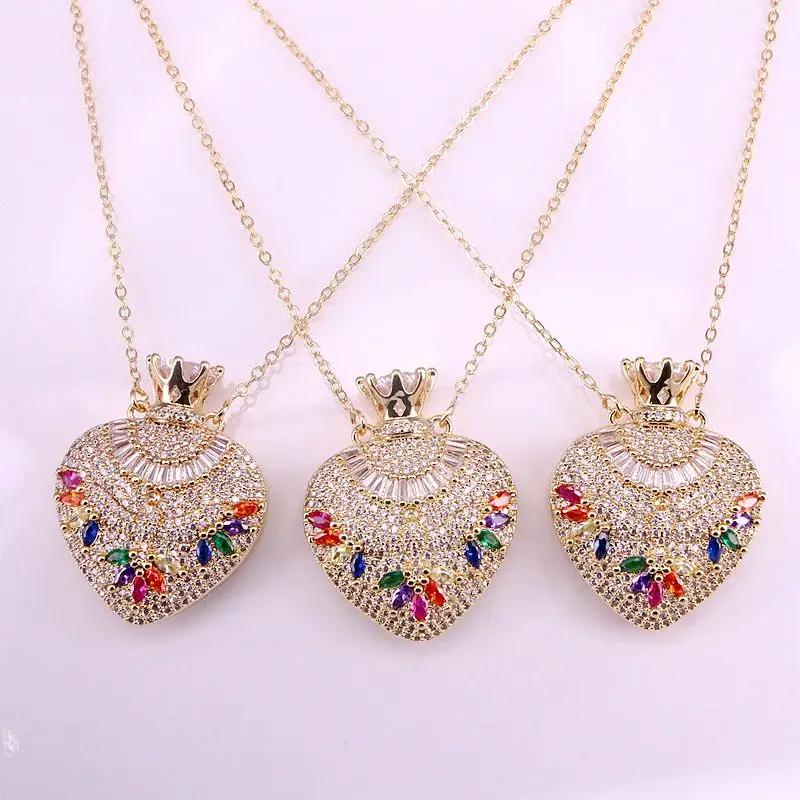 

4 шт., великолепный кулон в форме сердца, золотистый микро-выложенный CZ камень, ювелирные изделия, очаровательное Радужное кристаллическое б...