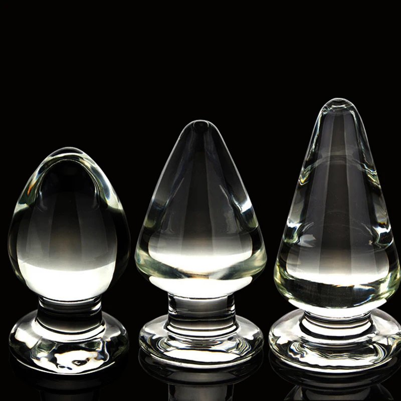 Анальная пробка с большим кристаллом 60 мм стеклянный фаллоимитатор