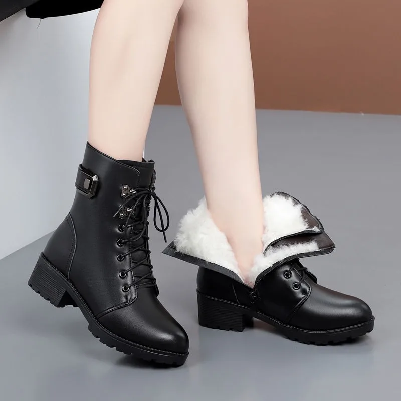

2021 Ankle Boots Women Winter New Wool Warm Non-slip Ladies' Boots Large Size 35-40 Winter Snow Boots